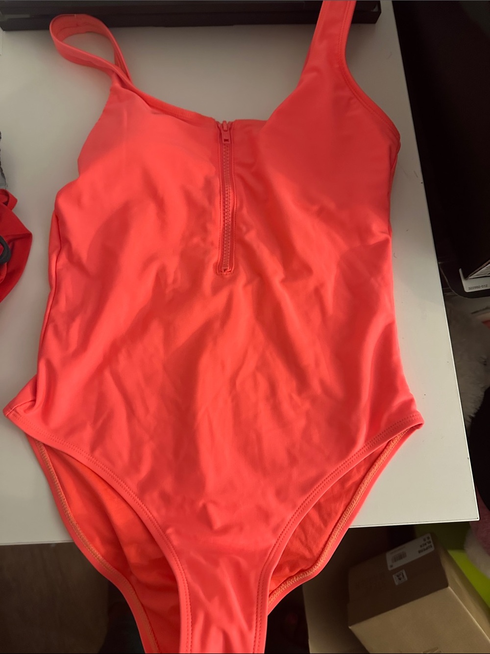 Girls' Coral Pink One-Piece Swimsuit with Front Zip